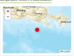 GEMPABUMI TEKTONIK M5,1 DI TENGGARA JEMBER, JAWA TIMUR, TIDAK BERPOTENSI TSUNAMI
